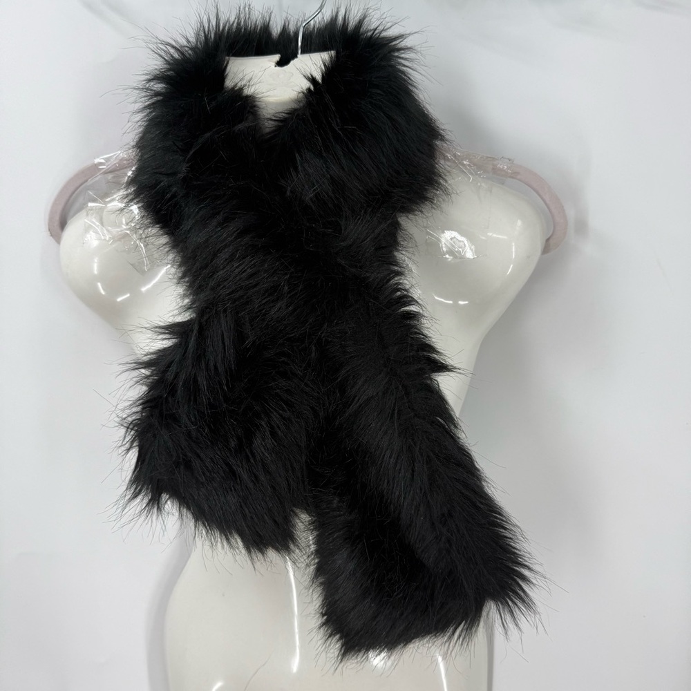J.Crew Black Faux Fur neck Scarf Wrap OS